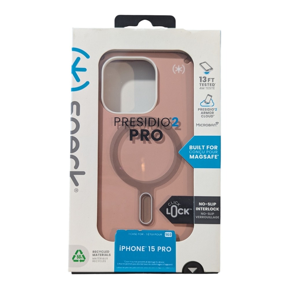 S5-O Speck Presidio2 Pro W/ClickLock&Mag Case for Apple iPhone 15 Pro -pink/Rose